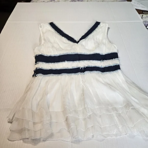 Randolph Duke V Neck Ivory Chiffon Blouse Size Large - Picture 2 of 10